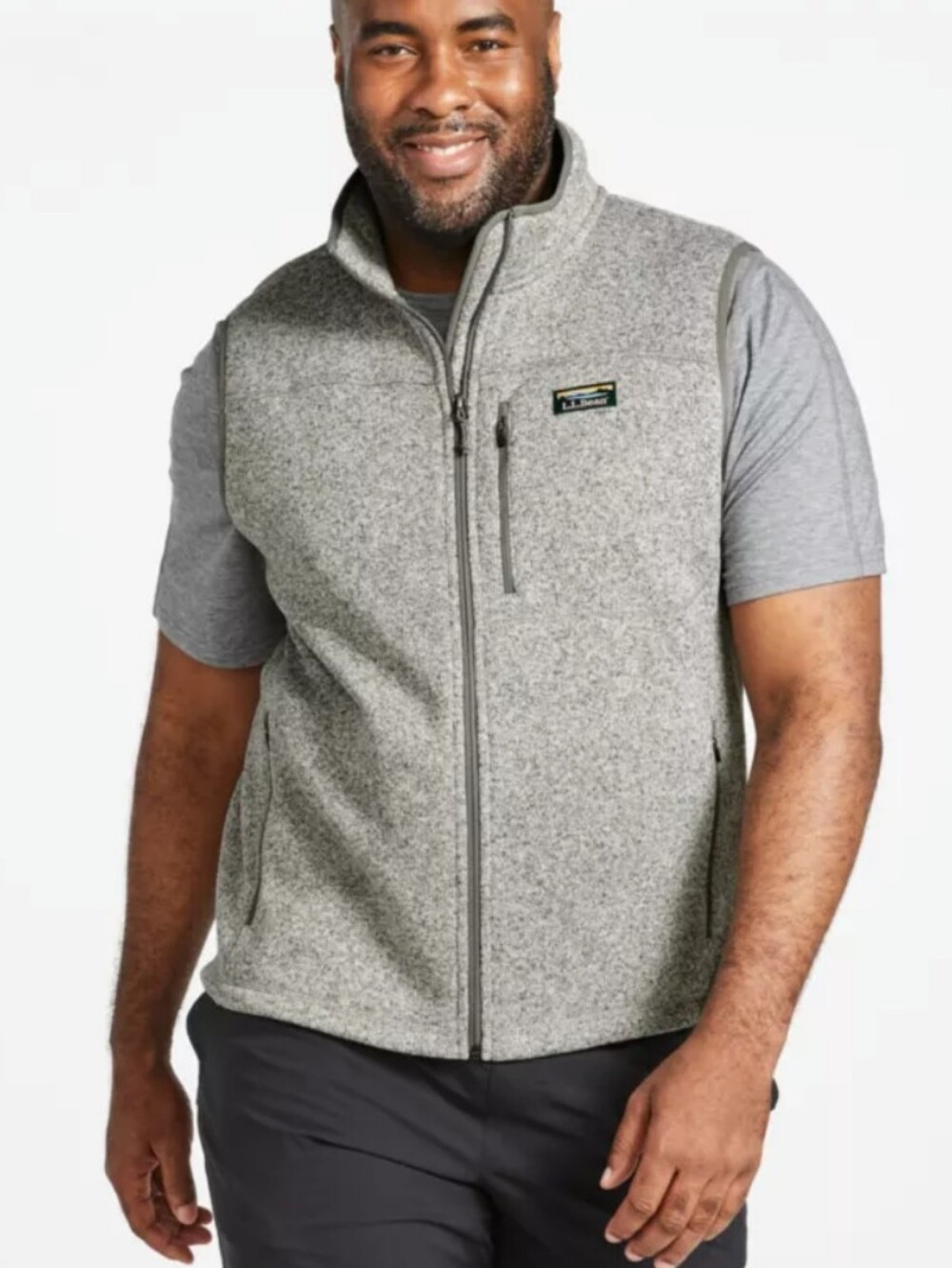 L.L.Bean Men's Bean's Sweater Fleece Vest XL Grey Full Zip